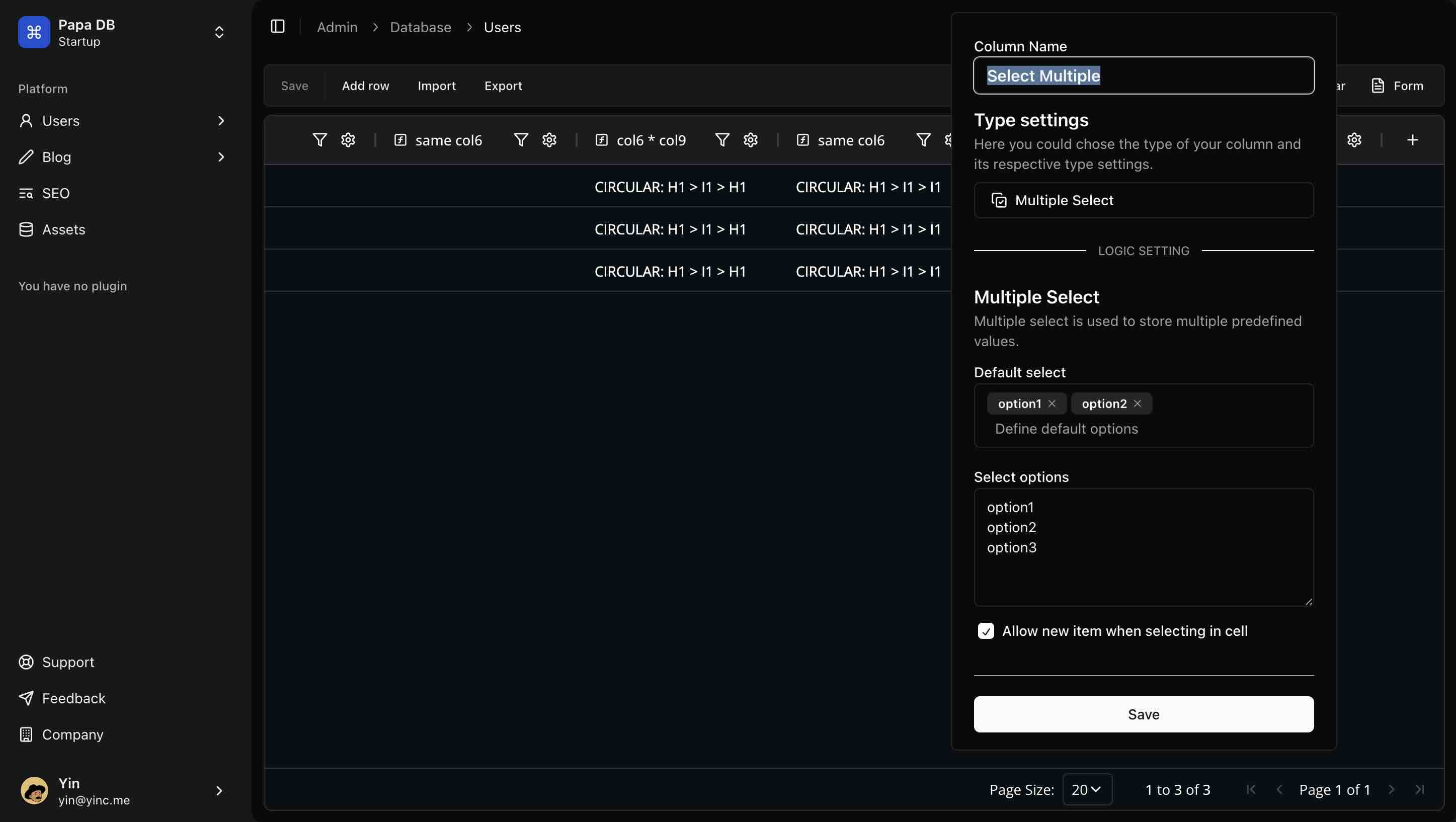An image of the PapaDB (My current side project) project.